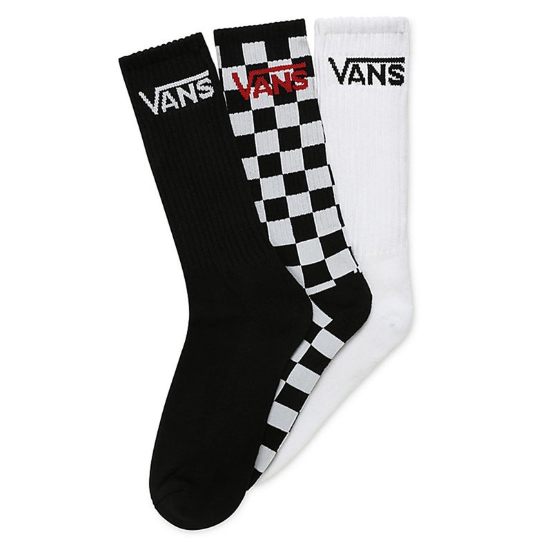 Vans Classic Crew Socks-3 Pack-Black/White/Checker 9.5-13