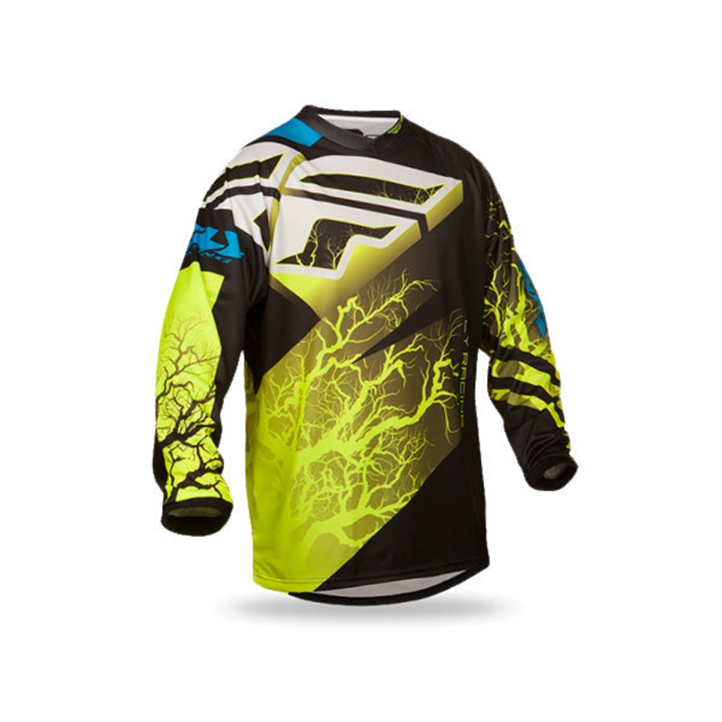 Fly Racing 2015 F-16 BMX Race Jersey-Ltd Ed-Black/Hi-Vis/Blue Youth Small