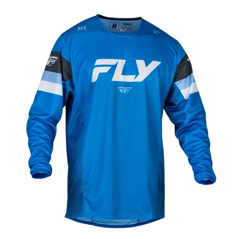 Fly Racing Kinetic Prix BMX Race Jersey-Bright Blue/Charcoal/White Youth Large