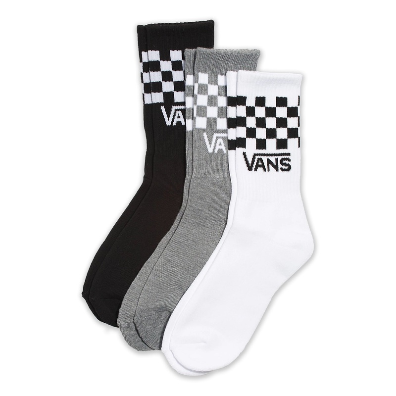 Vans Kids Checkered Crew Socks-3 Pack-Black/White/Grey Checker 1-6