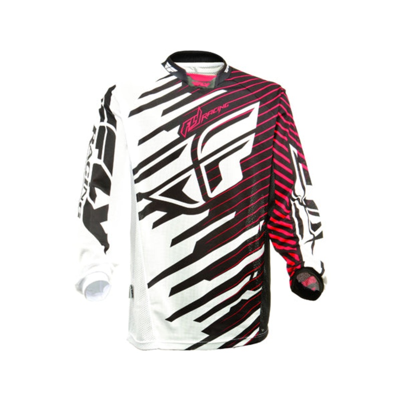 Fly Racing 2014 Kinetic Shock Mesh BMX Race Jersey-Black/Red Youth X-Large