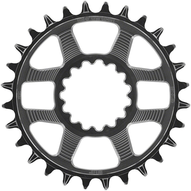e*thirteen Helix R Chainring – 28t, 11/12-Speed, 52/55mm Flip Flop CL, 3.5mm Offset, e*thirteen DM, Black