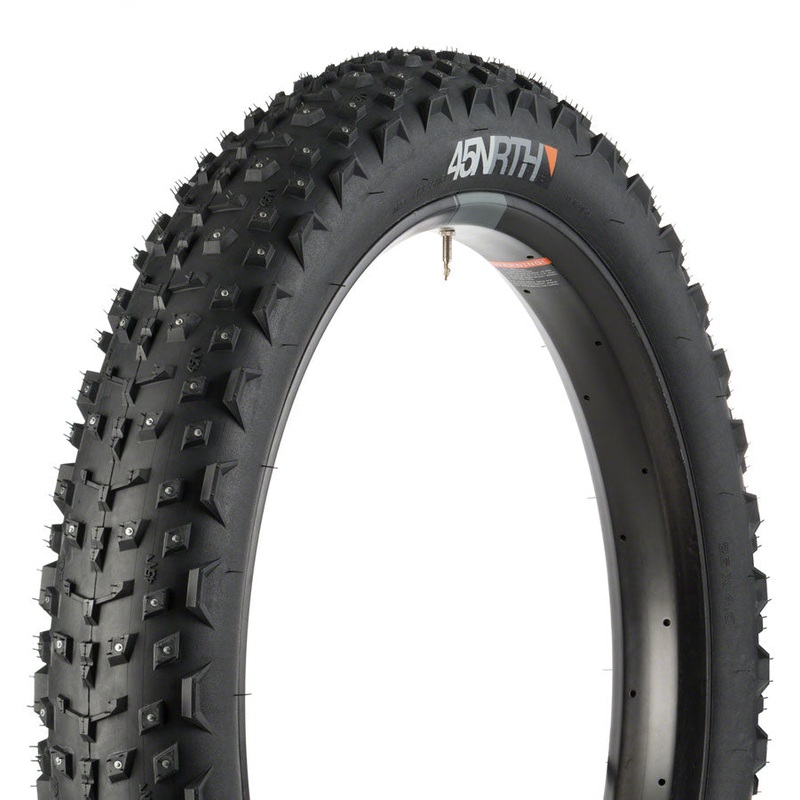 45NRTH Dillinger 4 Tire – 26 x 4, Tubeless, Folding, Black, 60tpi, 240 Carbide Steel Studs