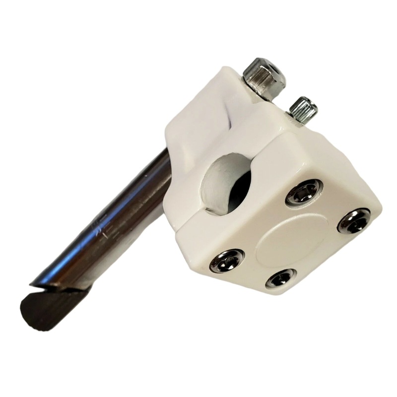 BMX Quill Stem – GT Mallet Style w/ Potts Mod – 21.1mm shaft f/ threaded 1″ forks – White