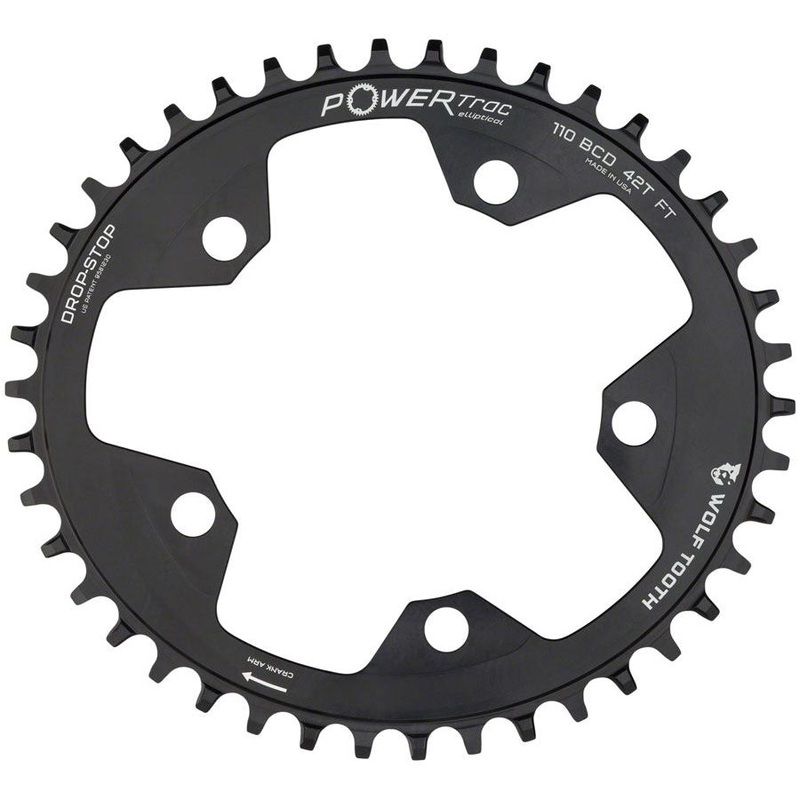 Elliptical 110 BCD Chainrings Elliptical 110 BCD Chainring – 38t, 110 BCD, 5-Bolt, Drop-Stop, 10/11/12-Speed Eagle and Flattop Compatible, Black