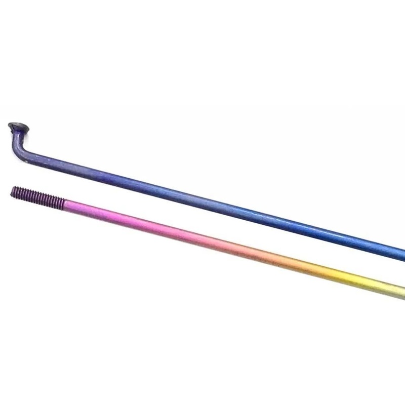 USA BRAND TITANIUM SPOKE FOR 18″ WHEELS (RAINBOW) Rainbow – 156mm No Nipple Needed