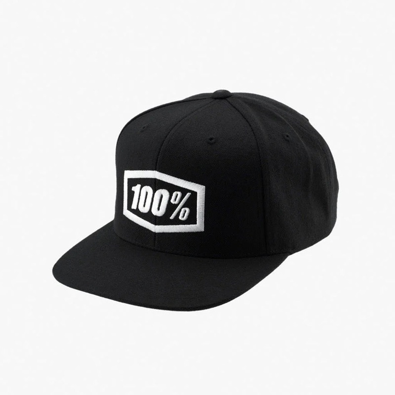 100% Icon Snapback Hat-Black OSFM