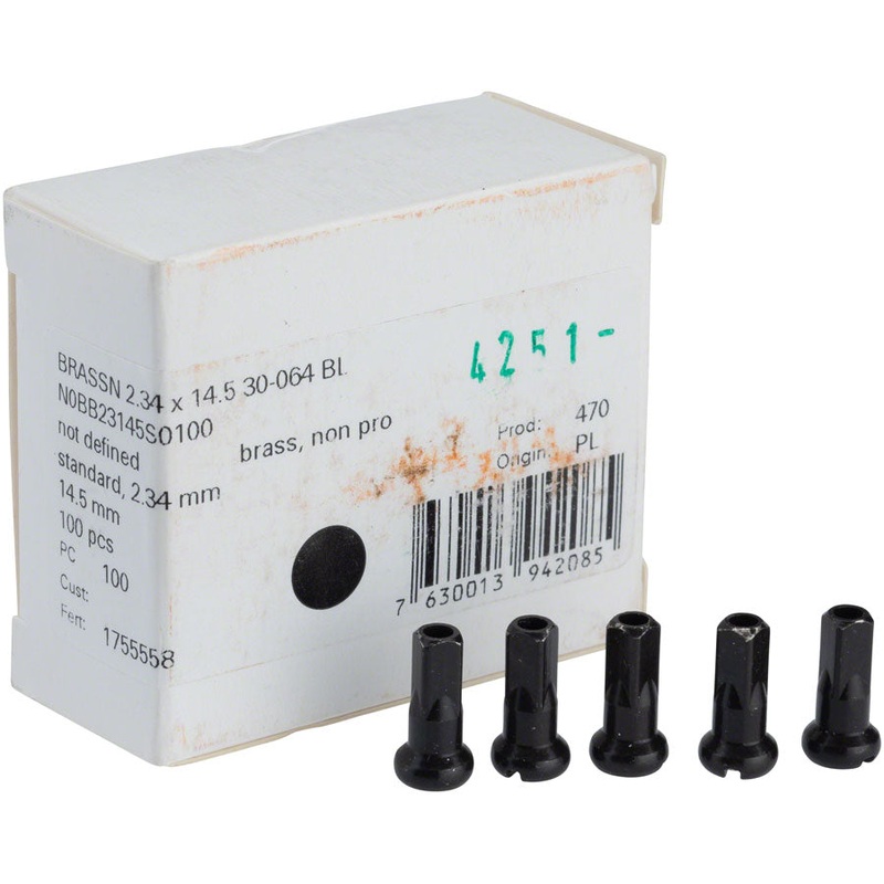 DT Swiss Standard Brass Nipples: 2.34 x 14.5mm, Black, Box of 100