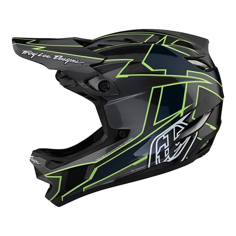 Troy Lee D4 Carbon Race Helmet – Graph Grey/Green Large