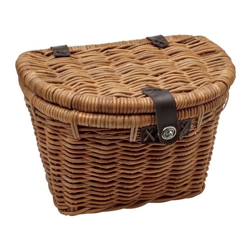 Woven Rattan Basket with Lid Natural 38cm (l) x 33cm (w) x 25cm (h)