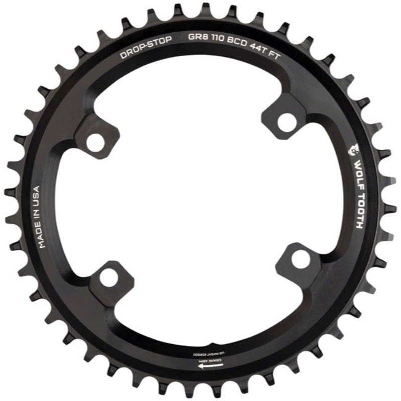 Wolf Tooth Shimano 110 Asymmetric BCD Chainring – 42t 110 Asymmetric BCD 4-Bolt Drop-Stop B For Shimano GRX Cranks BLK