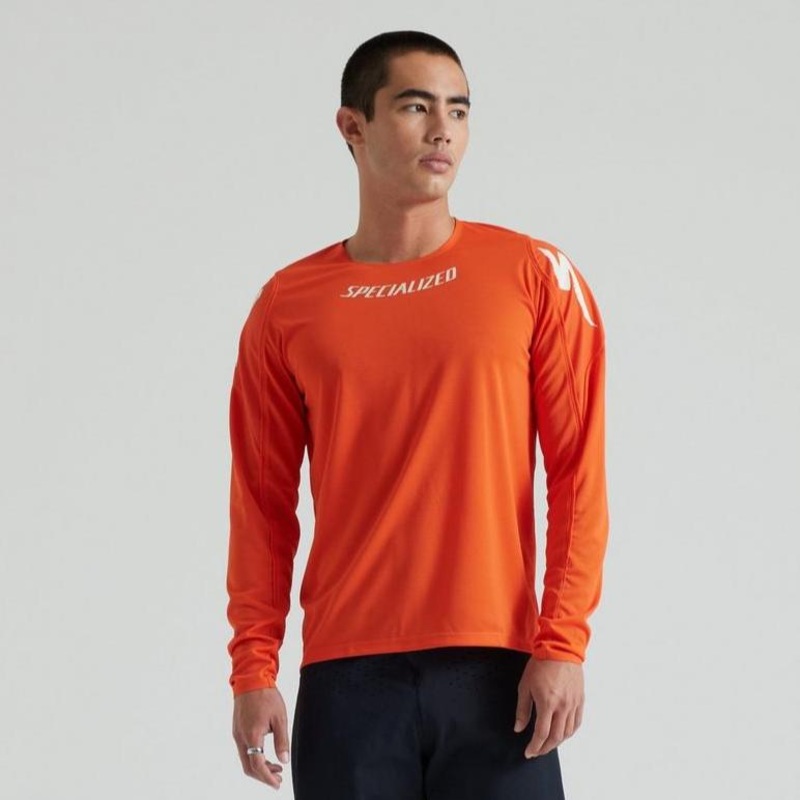Gravity Long Sleeve Jersey Orange X-Small