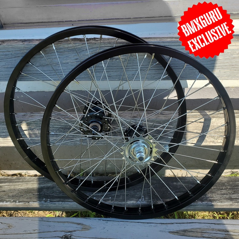 20″ 7X style Coaster Brake BMX Wheelset – Pair – Black