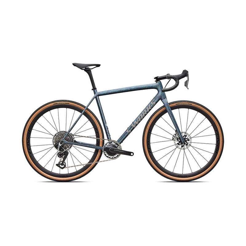 2026 Specialized Crux S-Works Bike Satin Gray Blue Fjord Metallic Desert Metallic 61