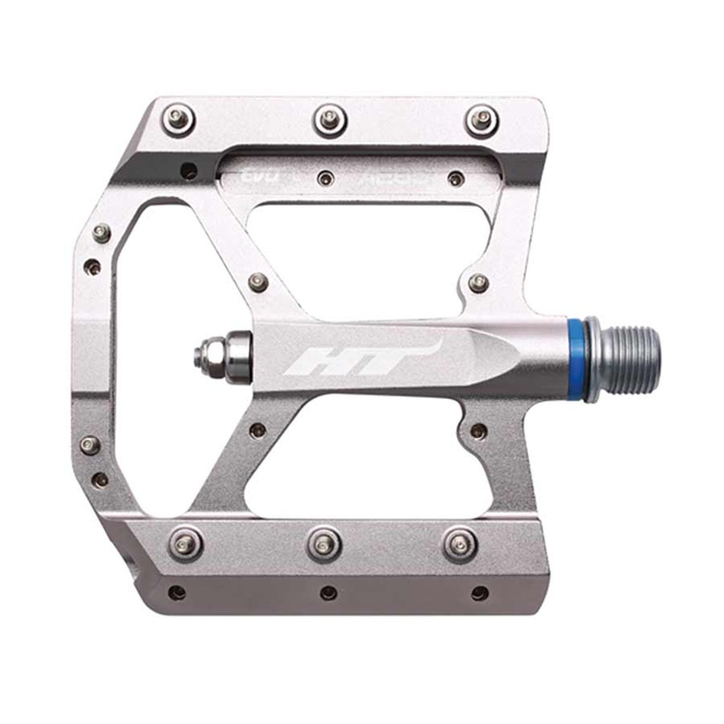 HT Components AE05 EVO+ Platform Pedals Body: Aluminum Spindle: Cr-Mo 9/16” Grey Pair