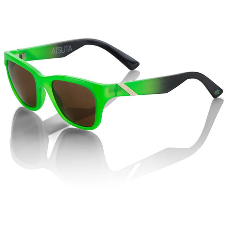 100% Atsuta Sunglasses-Neon Green/Black-Bronze