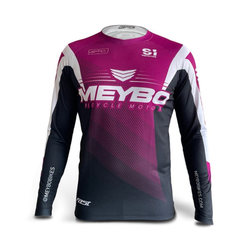 Meybo V6 Slim Fit BMX Race Jersey-Purple/White Youth Small