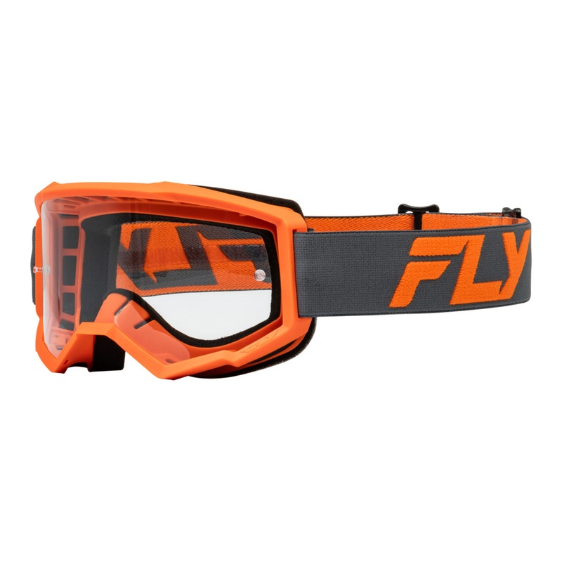 Fly Racing Focus Goggle-Charcoal/Orange with Clear Lens Adult