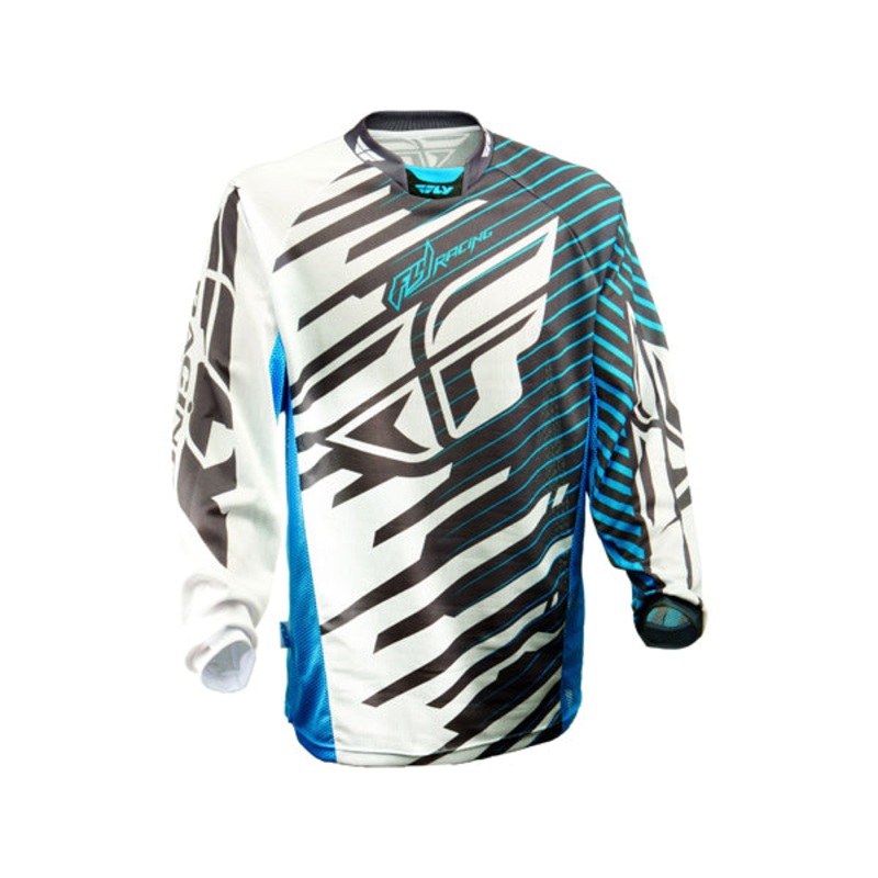 Fly Racing 2014 Kinetic Shock Mesh BMX Race Jersey-Blue/White Youth X-Large