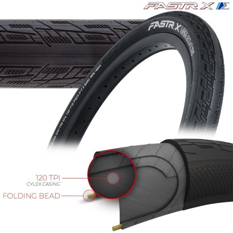 TIOGA FASTR X S-SPEC TIRE FOLDING ‘+ 20 x 1.75 (O.D. 507mm): 300g 10.58 oz