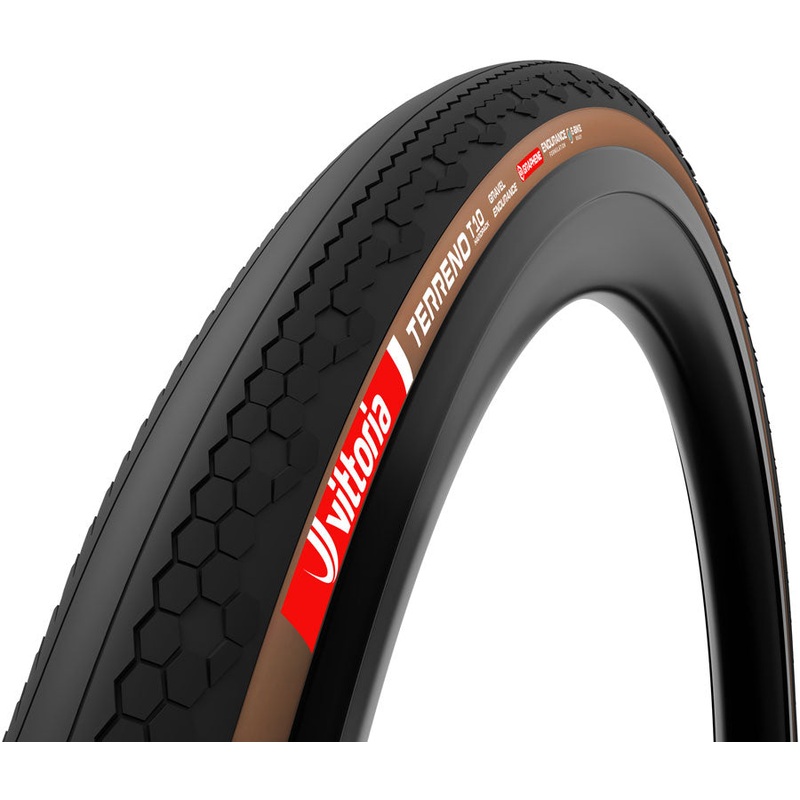 Vittoria Terreno T10 Hardpack Tire – 700 x 45 Tubeless Folding BLK/Brown Gravel Endurance Graphene G2.0