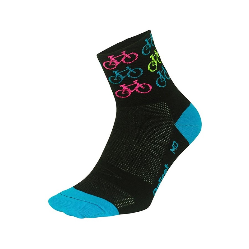 DeFeet Aireator 2-3″ Cuff Socks Cool Bikes Black/Process Blue XL Pair