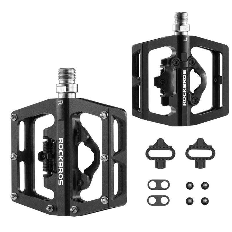 ROCKBROS MTB Aluminum Bike Pedals Compatible with SPD Black