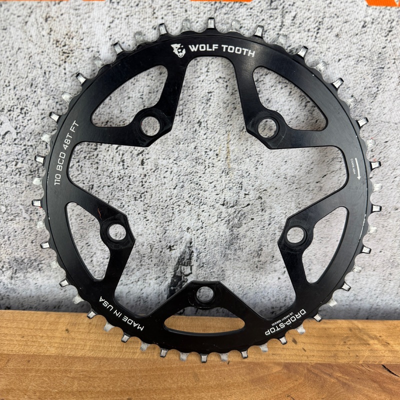 Wolf Tooth Drop-Stop 48T 110 BCD 5-Bolt 1x Bike Chainring 107g