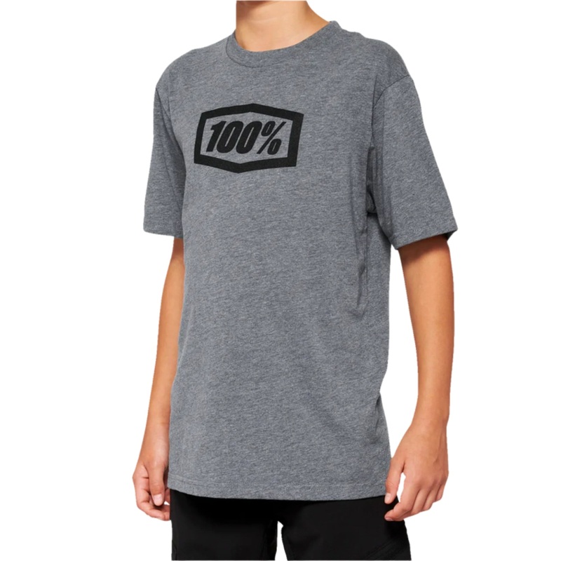 100% Icon T-Shirt-Heather Grey Youth Small