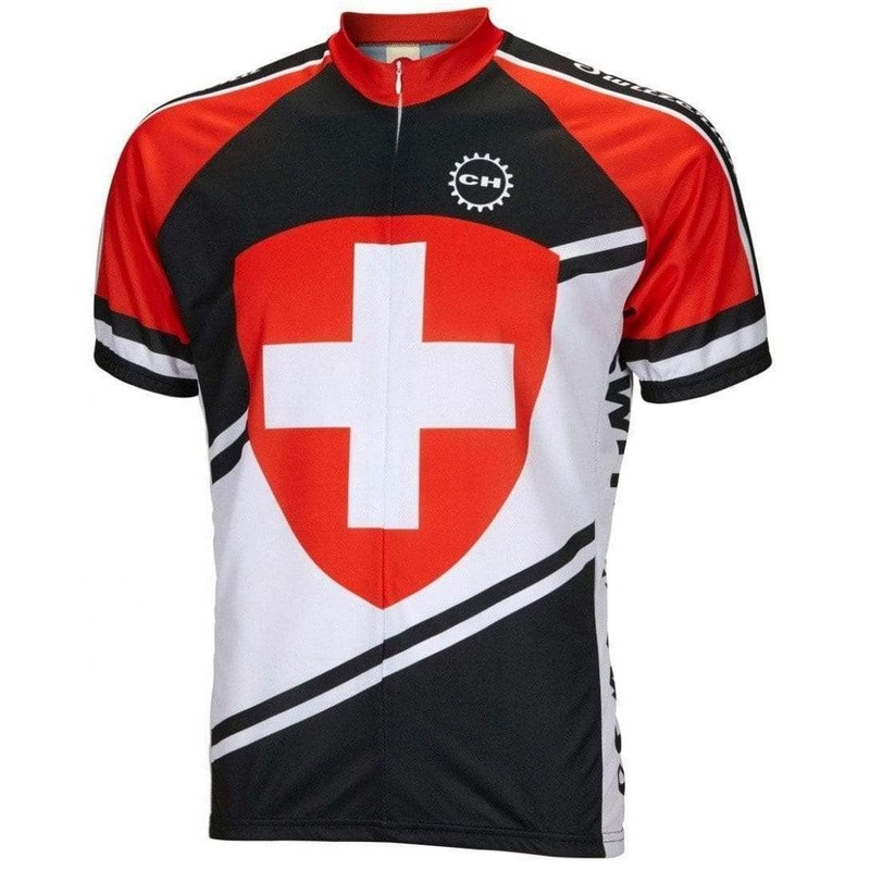 Men’s Switzerland Road Bike Jersey Red/White Small