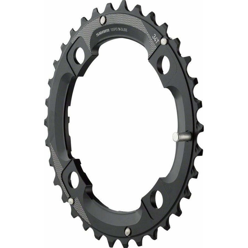 34 Tooth 104mm BCD Outer Chainring With Medium Overshift Pin, Use with 22T 104mm 34t