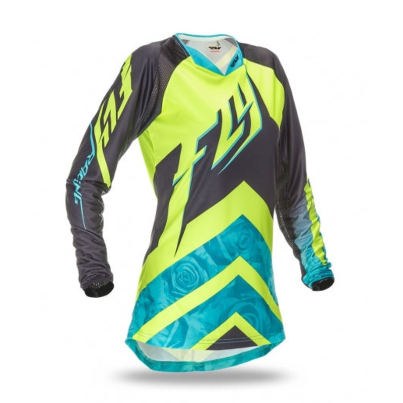 Fly Racing 2016 Kinetic Ladies BMX Race Jersey-Teal/Hi-Vis Youth Small