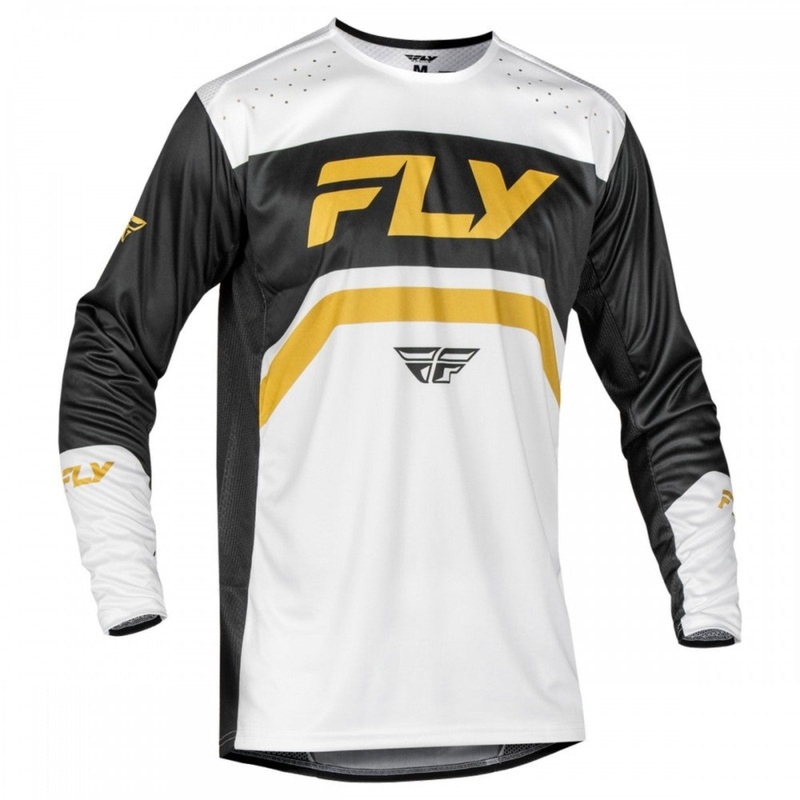 Fly Racing Rayce BMX Race Jersey-White/Black/Gold Youth Small