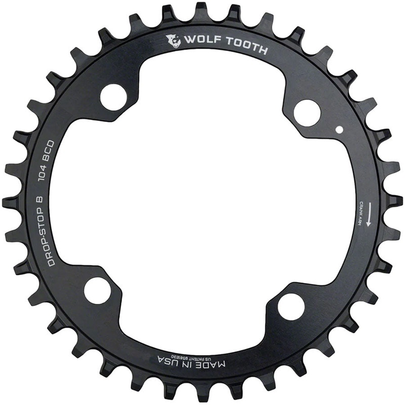 Wolf Tooth 104 BCD Chainring – 38t, 104 BCD, 4-Bolt, Drop-Stop B, Black