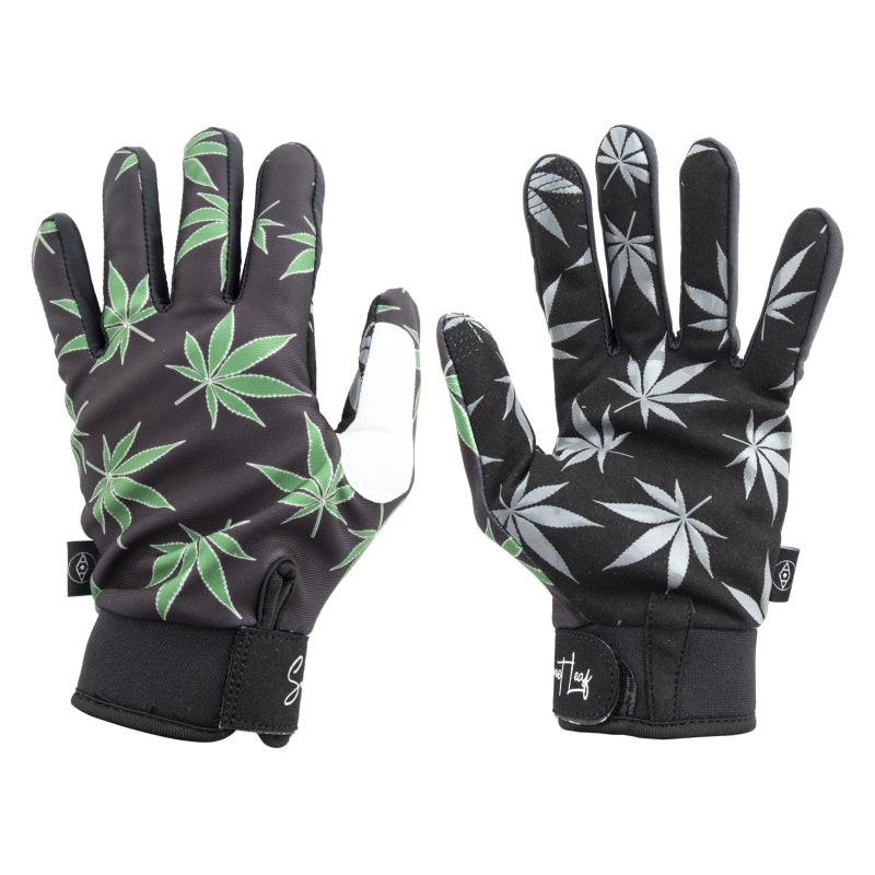 Alienation Sweet Leaf BMX Gloves – Size 10 / Adult L – Black / Gray / Green