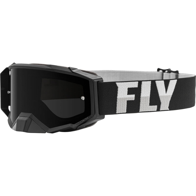 FLY RACING ZONE PRO GOGGLE W/POST BLACK/WHITE W/DARK SMOKE LENS