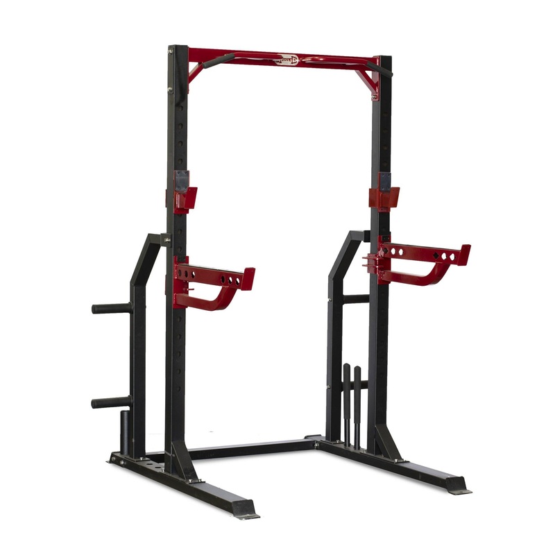 Compact Half Cage – Muscle D Fitness – Bar & Plate Storage and Dip Station Included