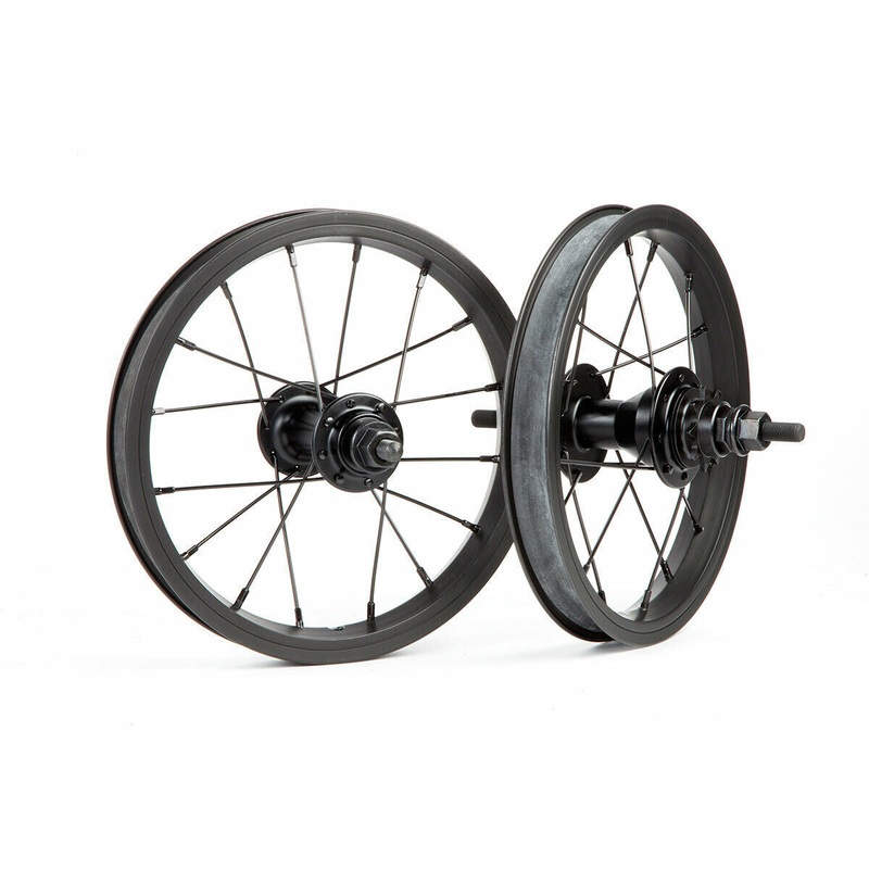 12″ Fit Misfit OEM BMX Wheelset – 9t – RHD – Male 3/8″ – Pair – Black