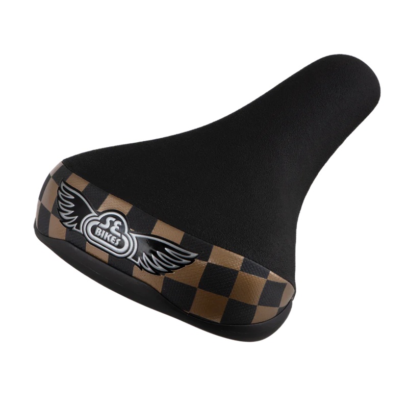 SE Racing Flyer Padded Railed Seat – Black w/ Black+Gold Checker