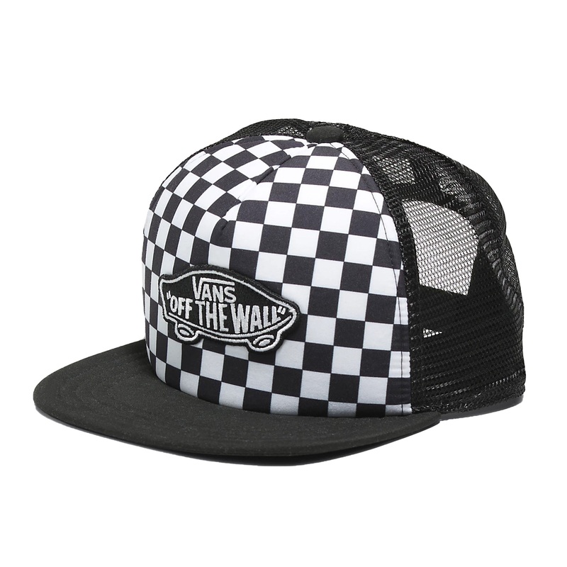 Vans Classic Patch Youth Trucker Plus Hat-Black/White Checkerboard Youth/OS