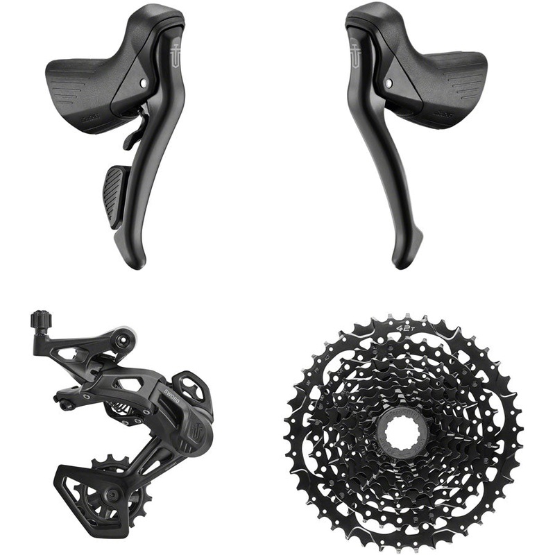 microSHIFT Sword BLK 1×9-Speed Groupset – Includes Brake/Shifters Rear Derailleur Medium Cage 11-42t Cassette