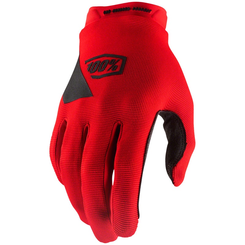 100% Ridecamp Gloves – Red, Full Finger, Medium