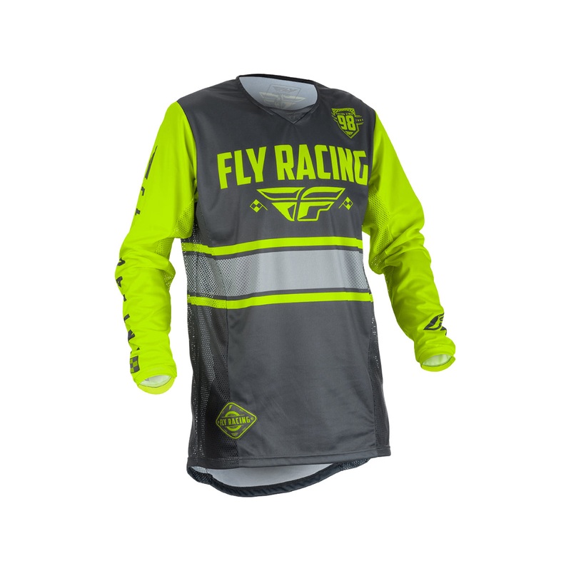 Fly Racing 2018 Kinetic Era BMX Race Jersey-Grey/Hi-Vis Youth Small