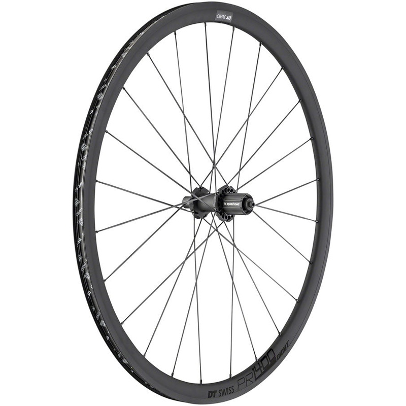 *Tire was mounted, then returned by customer – see details* DT Swiss PR 1400 DICUT OXiC Rear Wheel – 700, QR x 130mm, Rim Brake, HG 11, Black, 32mm